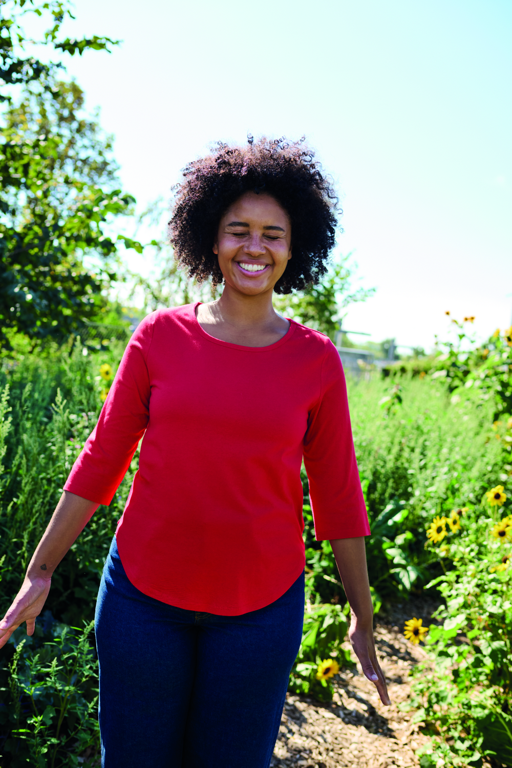 Ladies Three Quarter Sleeve T-shirt